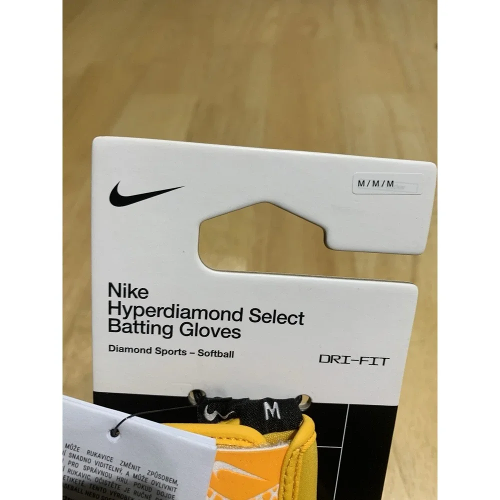 Nike Hyperdiamond Select Batting Gloves Yellow/White Womens‎ Medium Pair Set x2